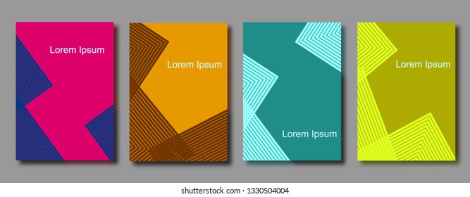 Covers templates set with graphic geometric elements. Applicable for brochures, posters, covers and banners. Eps 10 vector illustration.