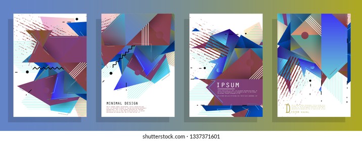 Covers templates set with graphic geometric elements. Applicable for brochures, posters, covers and banners. Vector illustrations.