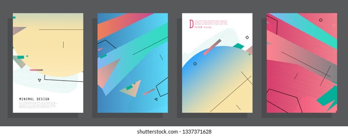 Covers templates set with graphic geometric elements. Applicable for brochures, posters, covers and banners. Vector illustrations.
