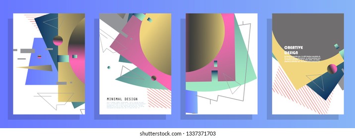 Covers templates set with graphic geometric elements. Applicable for brochures, posters, covers and banners. Vector illustrations.