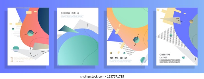 Covers templates set with graphic geometric elements. Applicable for brochures, posters, covers and banners. Vector illustrations.