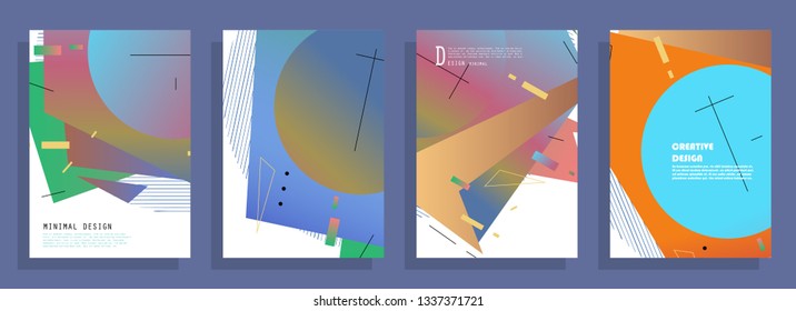 Covers templates set with graphic geometric elements. Applicable for brochures, posters, covers and banners. Vector illustrations.