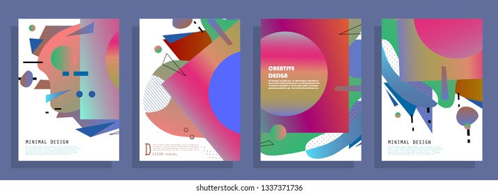 Covers templates set with graphic geometric elements. Applicable for brochures, posters, covers and banners. Vector illustrations.