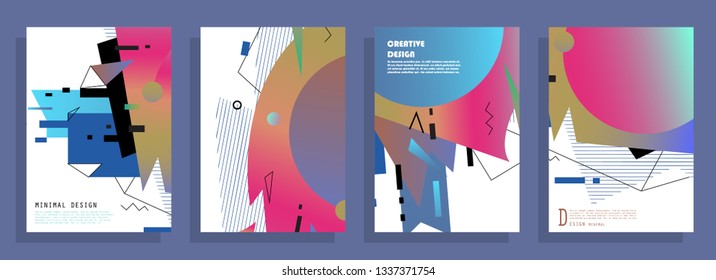 Covers templates set with graphic geometric elements. Applicable for brochures, posters, covers and banners. Vector illustrations.