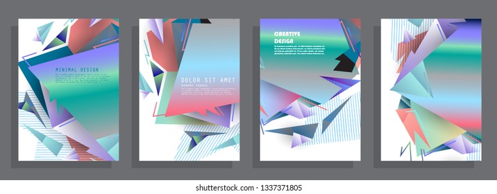 Covers templates set with graphic geometric elements. Applicable for brochures, posters, covers and banners. Vector illustrations.