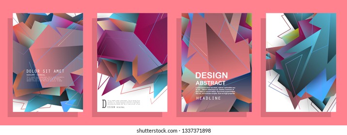 Covers templates set with graphic geometric elements. Applicable for brochures, posters, covers and banners. Vector illustrations.