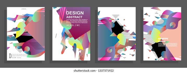 Covers templates set with graphic geometric elements. Applicable for brochures, posters, covers and banners. Vector illustrations.