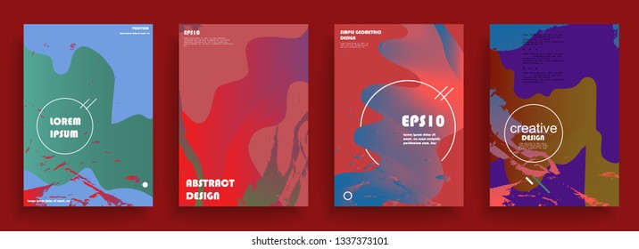 Covers templates set with graphic geometric elements. Applicable for brochures, posters, covers and banners. Vector illustrations.