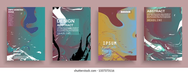 Covers templates set with graphic geometric elements. Applicable for brochures, posters, covers and banners. Vector illustrations.