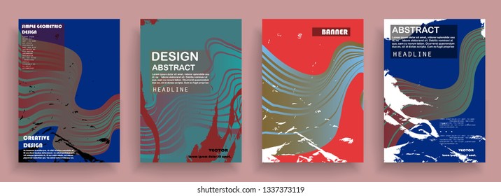 Covers templates set with graphic geometric elements. Applicable for brochures, posters, covers and banners. Vector illustrations.