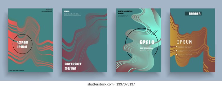 Covers templates set with graphic geometric elements. Applicable for brochures, posters, covers and banners. Vector illustrations.