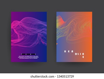 Covers templates set with graphic geometric elements. Applicable for brochures, posters, covers and banners. Vector illustrations.