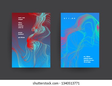 Covers templates set with graphic geometric elements. Applicable for brochures, posters, covers and banners. Vector illustrations.