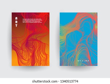 Covers templates set with graphic geometric elements. Applicable for brochures, posters, covers and banners. Vector illustrations.