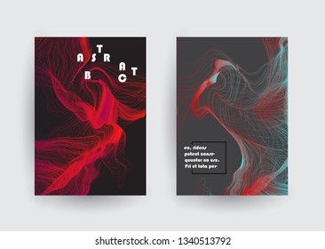 Covers templates set with graphic geometric elements. Applicable for brochures, posters, covers and banners. Vector illustrations.