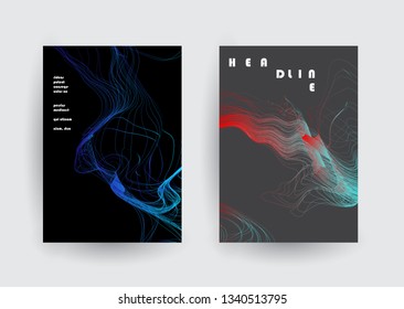 Covers templates set with graphic geometric elements. Applicable for brochures, posters, covers and banners. Vector illustrations.