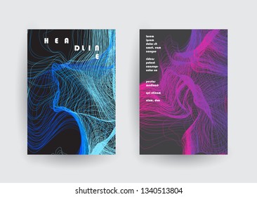 Covers templates set with graphic geometric elements. Applicable for brochures, posters, covers and banners. Vector illustrations.