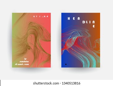 Covers templates set with graphic geometric elements. Applicable for brochures, posters, covers and banners. Vector illustrations.