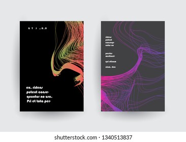 Covers templates set with graphic geometric elements. Applicable for brochures, posters, covers and banners. Vector illustrations.