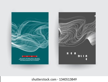 Covers templates set with graphic geometric elements. Applicable for brochures, posters, covers and banners. Vector illustrations.