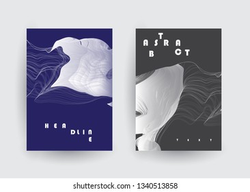 Covers templates set with graphic geometric elements. Applicable for brochures, posters, covers and banners. Vector illustrations.