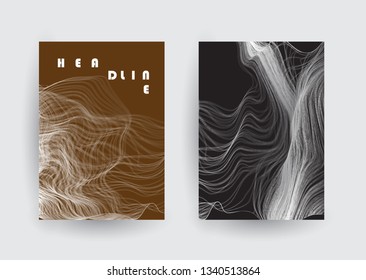 Covers templates set with graphic geometric elements. Applicable for brochures, posters, covers and banners. Vector illustrations.