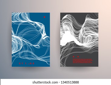 Covers templates set with graphic geometric elements. Applicable for brochures, posters, covers and banners. Vector illustrations.