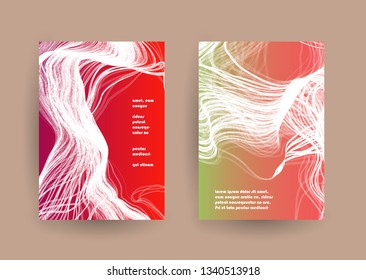Covers templates set with graphic geometric elements. Applicable for brochures, posters, covers and banners. Vector illustrations.