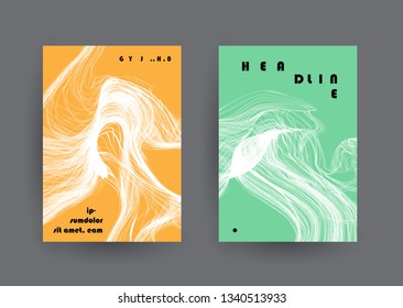 Covers templates set with graphic geometric elements. Applicable for brochures, posters, covers and banners. Vector illustrations.