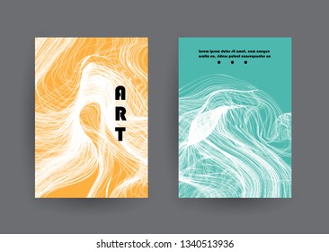 Covers templates set with graphic geometric elements. Applicable for brochures, posters, covers and banners. Vector illustrations.