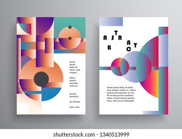 Covers templates set with graphic geometric elements. Applicable for brochures, posters, covers and banners. Vector illustrations.