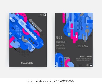 Covers templates set with graphic geometric elements. Applicable for brochures, posters, covers and banners. Vector illustrations.