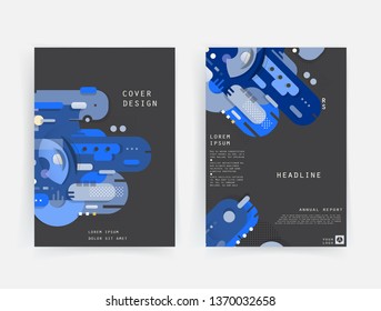 Covers templates set with graphic geometric elements. Applicable for brochures, posters, covers and banners. Vector illustrations.