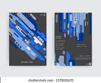 Covers templates set with graphic geometric elements. Applicable for brochures, posters, covers and banners. Vector illustrations.