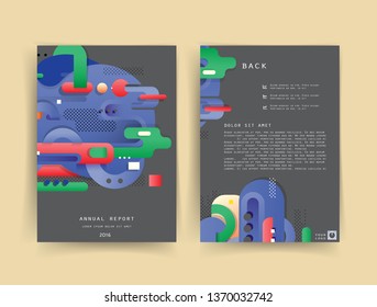 Covers templates set with graphic geometric elements. Applicable for brochures, posters, covers and banners. Vector illustrations.