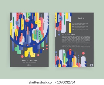Covers templates set with graphic geometric elements. Applicable for brochures, posters, covers and banners. Vector illustrations.