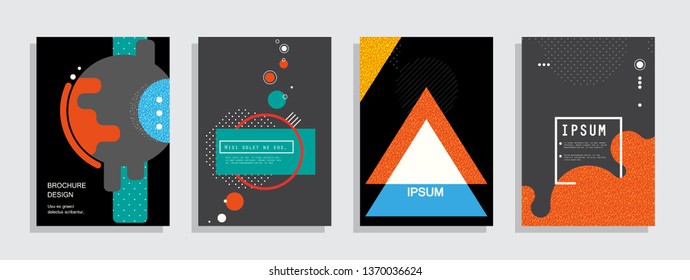 Covers templates set with graphic geometric elements. Applicable for brochures, posters, covers and banners. Vector illustrations.