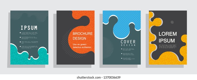 Covers templates set with graphic geometric elements. Applicable for brochures, posters, covers and banners. Vector illustrations.