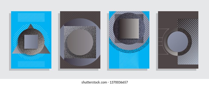 Covers templates set with graphic geometric elements. Applicable for brochures, posters, covers and banners. Vector illustrations.