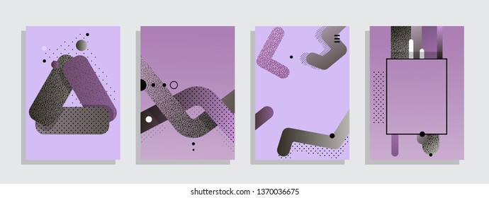 Covers templates set with graphic geometric elements. Applicable for brochures, posters, covers and banners. Vector illustrations.
