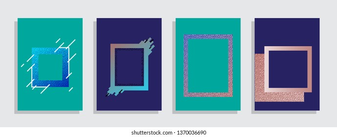 Covers templates set with graphic geometric elements. Applicable for brochures, posters, covers and banners. Vector illustrations.