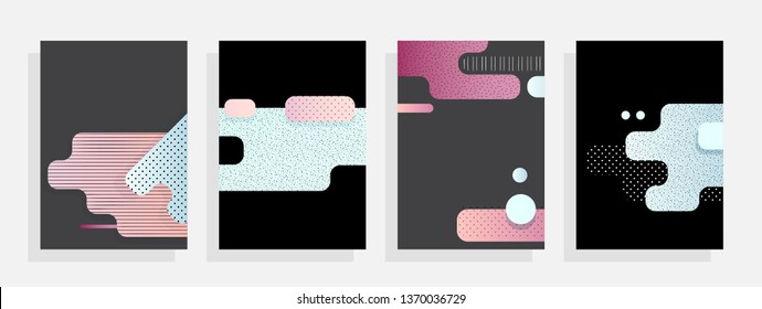 Covers templates set with graphic geometric elements. Applicable for brochures, posters, covers and banners. Vector illustrations.