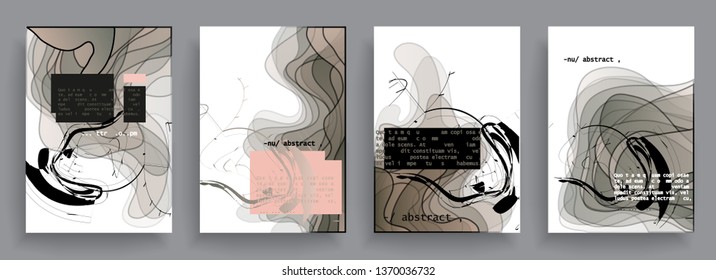 Covers templates set with graphic geometric elements. Applicable for brochures, posters, covers and banners. Vector illustrations.