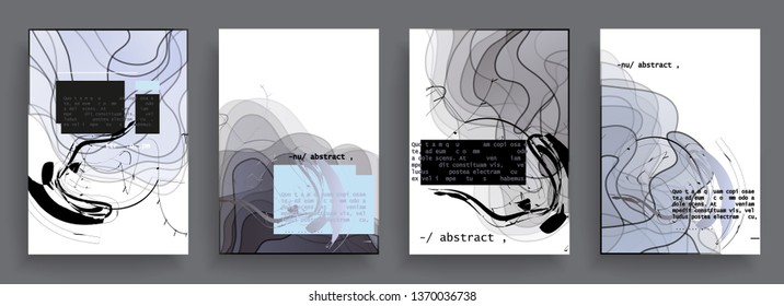 Covers templates set with graphic geometric elements. Applicable for brochures, posters, covers and banners. Vector illustrations.