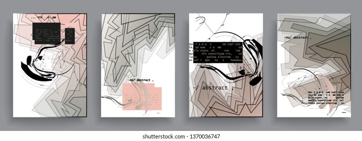 Covers templates set with graphic geometric elements. Applicable for brochures, posters, covers and banners. Vector illustrations.