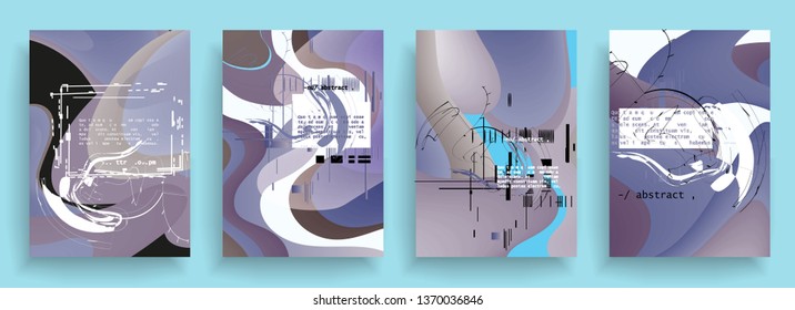 Covers templates set with graphic geometric elements. Applicable for brochures, posters, covers and banners. Vector illustrations.