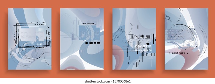 Covers templates set with graphic geometric elements. Applicable for brochures, posters, covers and banners. Vector illustrations.
