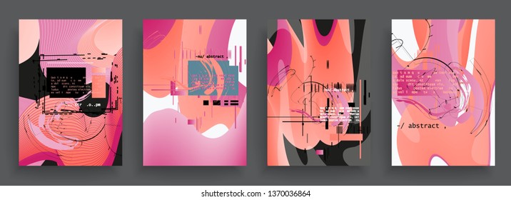 Cubre Plantillas con Elementos geométricos gráficos. Aplicable para folletos, carteles, cubiertas y Anuncios. Ilustraciones vectoriales.