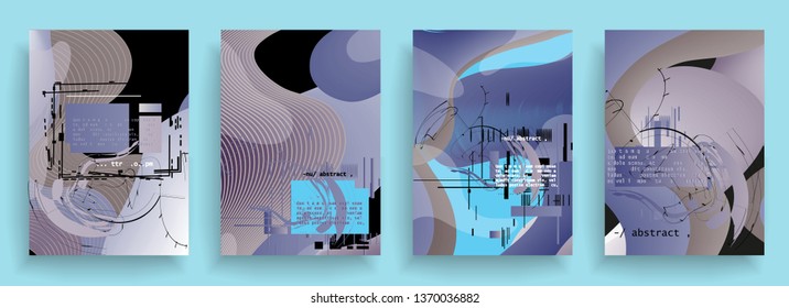 Covers templates set with graphic geometric elements. Applicable for brochures, posters, covers and banners. Vector illustrations.
