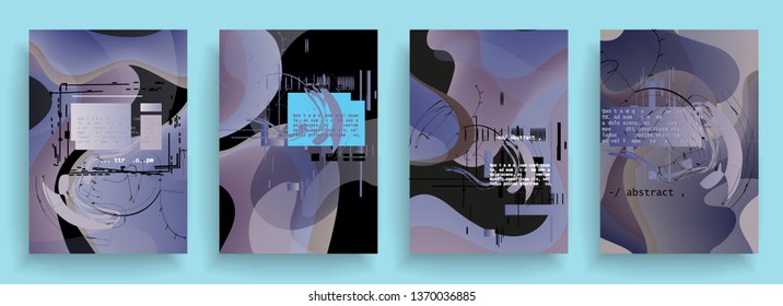 Covers templates set with graphic geometric elements. Applicable for brochures, posters, covers and banners. Vector illustrations.
